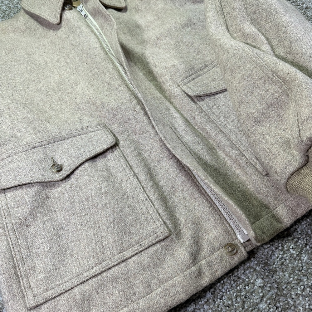 Vintage Wool Bomber Jacket Beige 70s Haggar Size 44 Regular Excellent - Picture 5 of 11